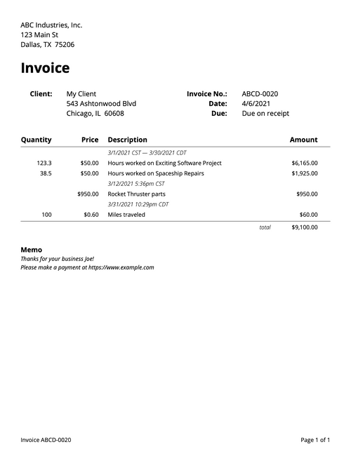 Send Invoices to Clients for your Time and Expenses with LogSpace