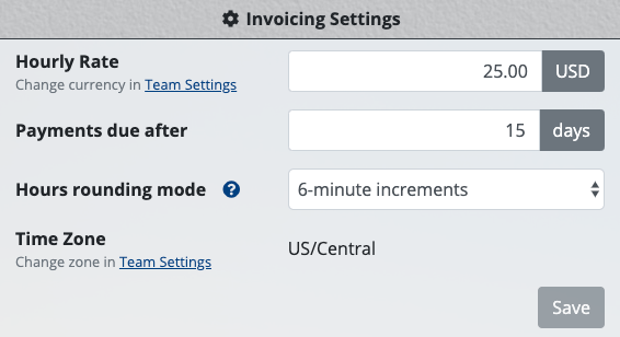 Client Invoicing Settings