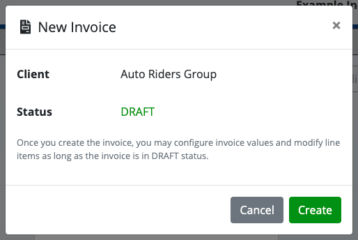 Creating a New Invoice